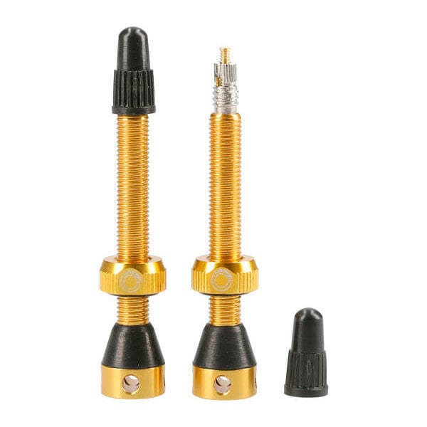 Tubolight Tubeless 50mm Valves Pair Gold