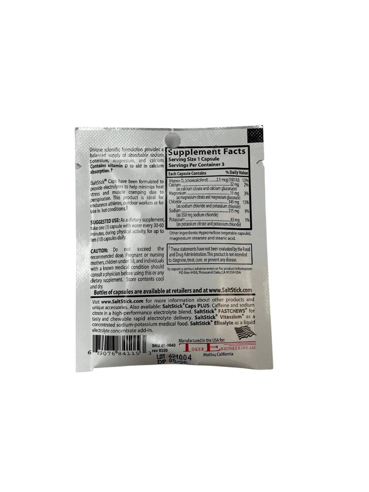 SaltStick Buffered Electrolyte Salts Plus Caffeine and Sodium Citrate - 3 capsules