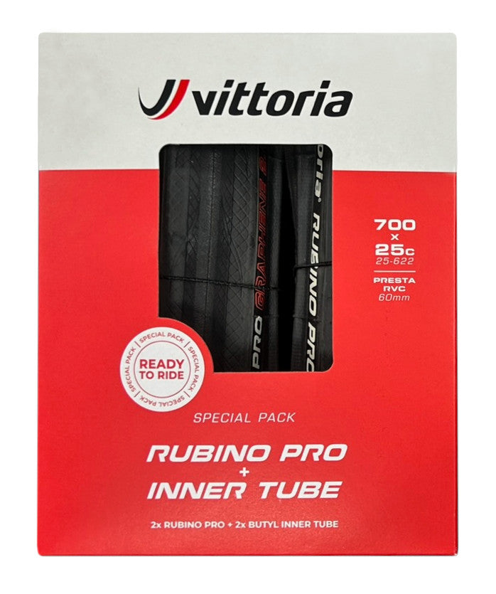 Vittoria Rubino Pro 700x25c Twin Pack Road Tyre w/Tubes