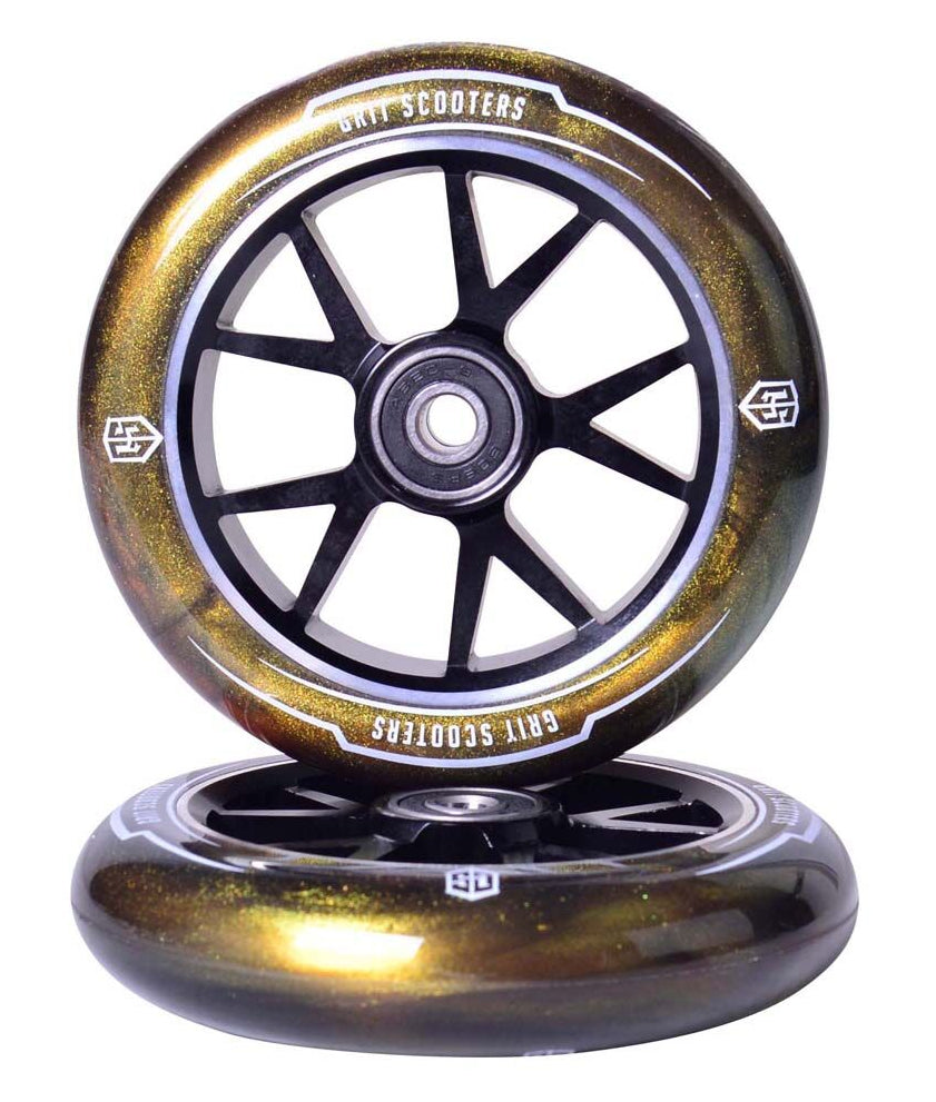 Grit Alloy 110mm Wheels - Gold Urethane with Black Core (pair)