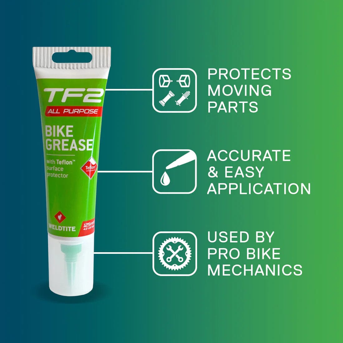 Weldtite TF2 Cycle Grease with Teflon Surface Protector , 125ml Tube, 1pcs