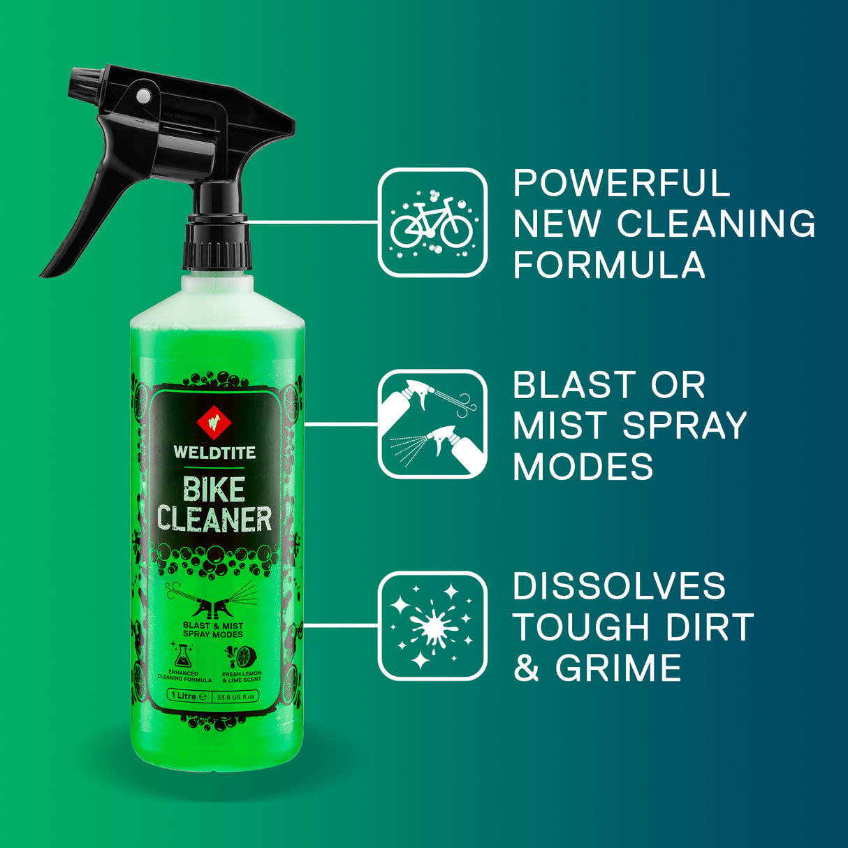 Weldtite Bike Cleaner 1L w/ 30ml Reload - Lime
