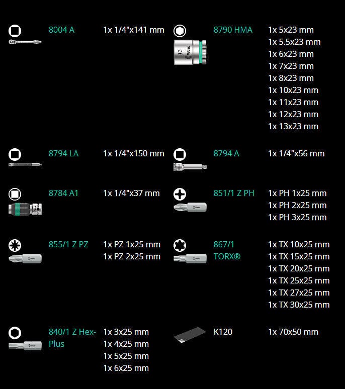 Wera 8100 SA 8 Zyklop Metal Ratchet 28-Piece Set