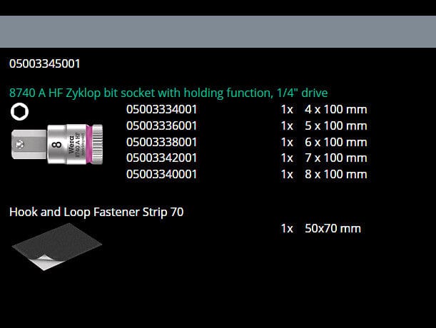 Wera 8740 A HF 1 Zyklop 1/4" Bit Socket Set