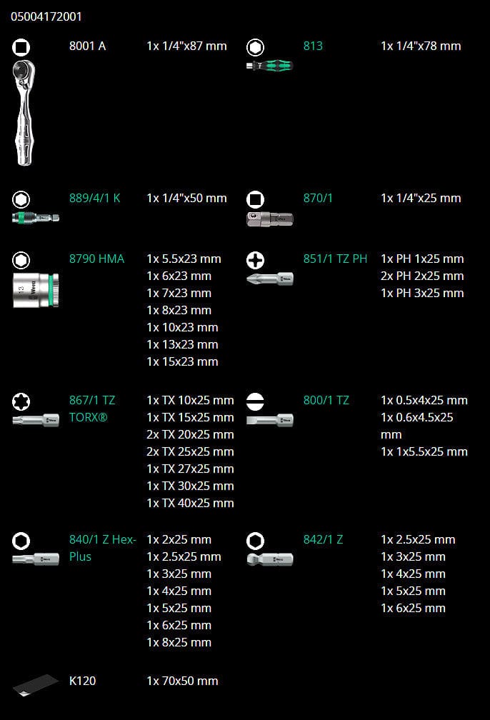 Wera Bicycle Set 3 Bits 40-Piece Set w/Ratchet