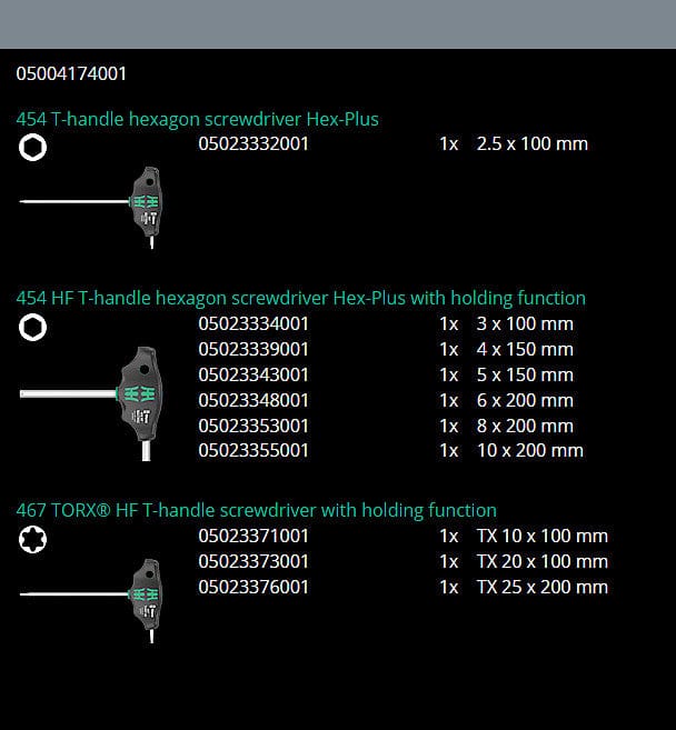 Wera T-handle Bicycle Screwdriver 10-Piece Set