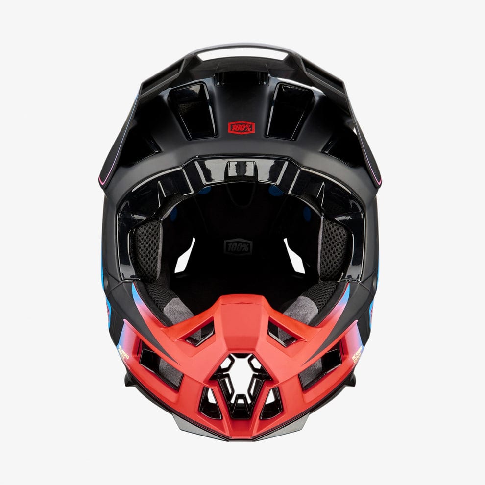 100 Percent AIRCRAFT 2 Helmet Carbon Steel Blue/Neon Red