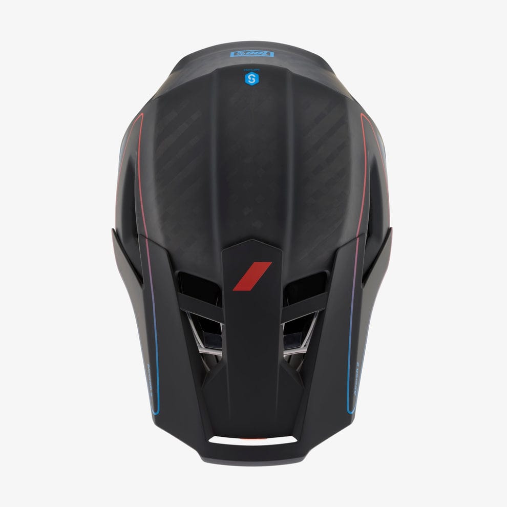 100 Percent AIRCRAFT 2 Helmet Carbon Steel Blue/Neon Red