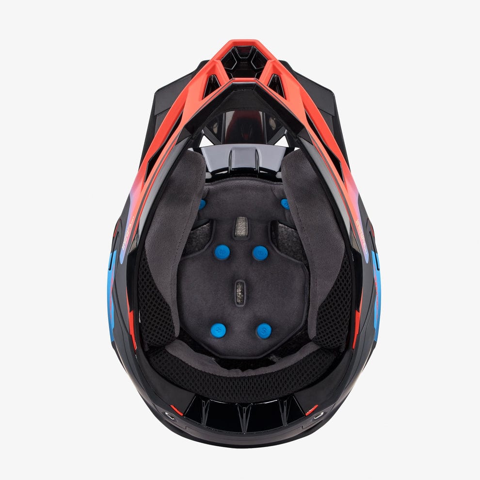 100 Percent AIRCRAFT 2 Helmet Carbon Steel Blue/Neon Red