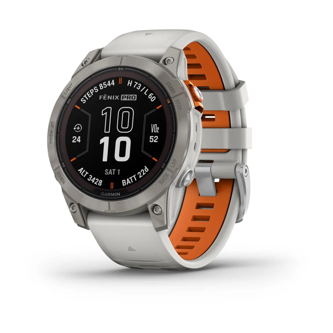 Garmin fenix 7 Pro Sapphire Solar Ed 47mm Ti w/Fog Gray and Ember Orange Band