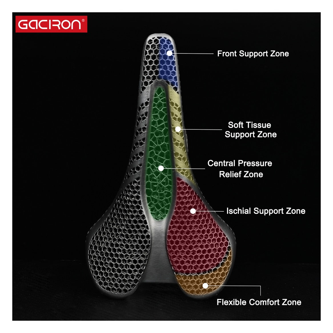 Gaciron Lotus PE-265 Long Nose 3D Printed Carbon Saddle with Smart Tail Light
