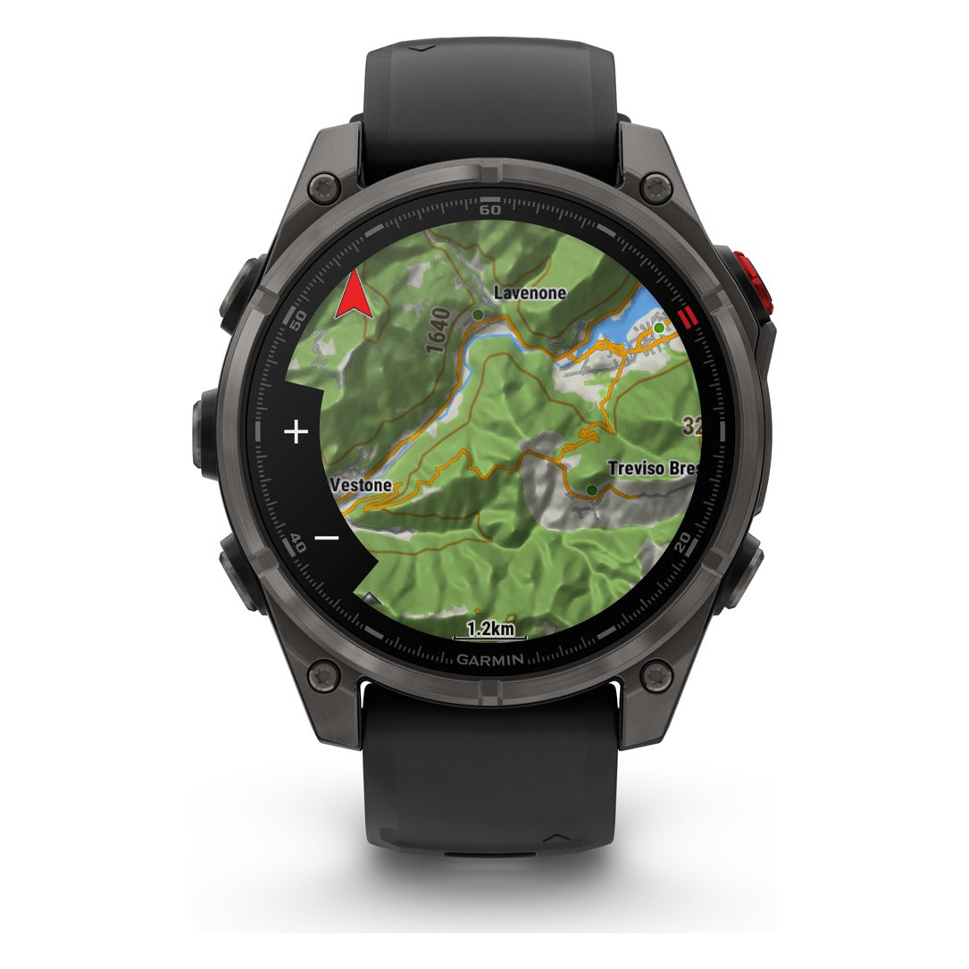 Garmin fenix 8 Pro 47mm AMOLED Sapphire Smartwatch - Carbon Grey DLC Titanium with Black/Pebble Grey Band