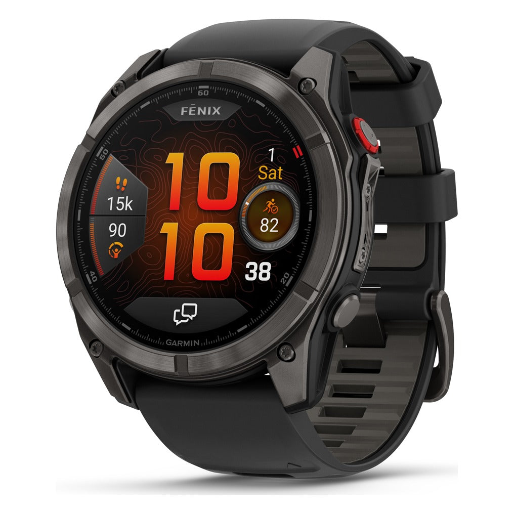 Garmin fenix 8 Pro 51mm AMOLED Sapphire Smartwatch - Carbon Grey DLC Titanium with Black/Pebble Grey Band