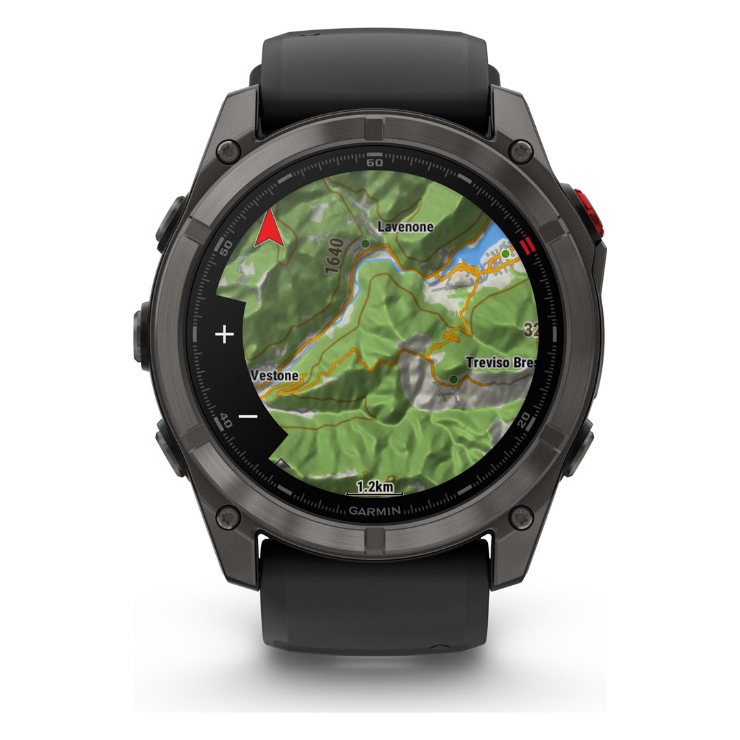 Garmin fenix 8 Pro 51mm AMOLED Sapphire Smartwatch - Carbon Grey DLC Titanium with Black/Pebble Grey Band
