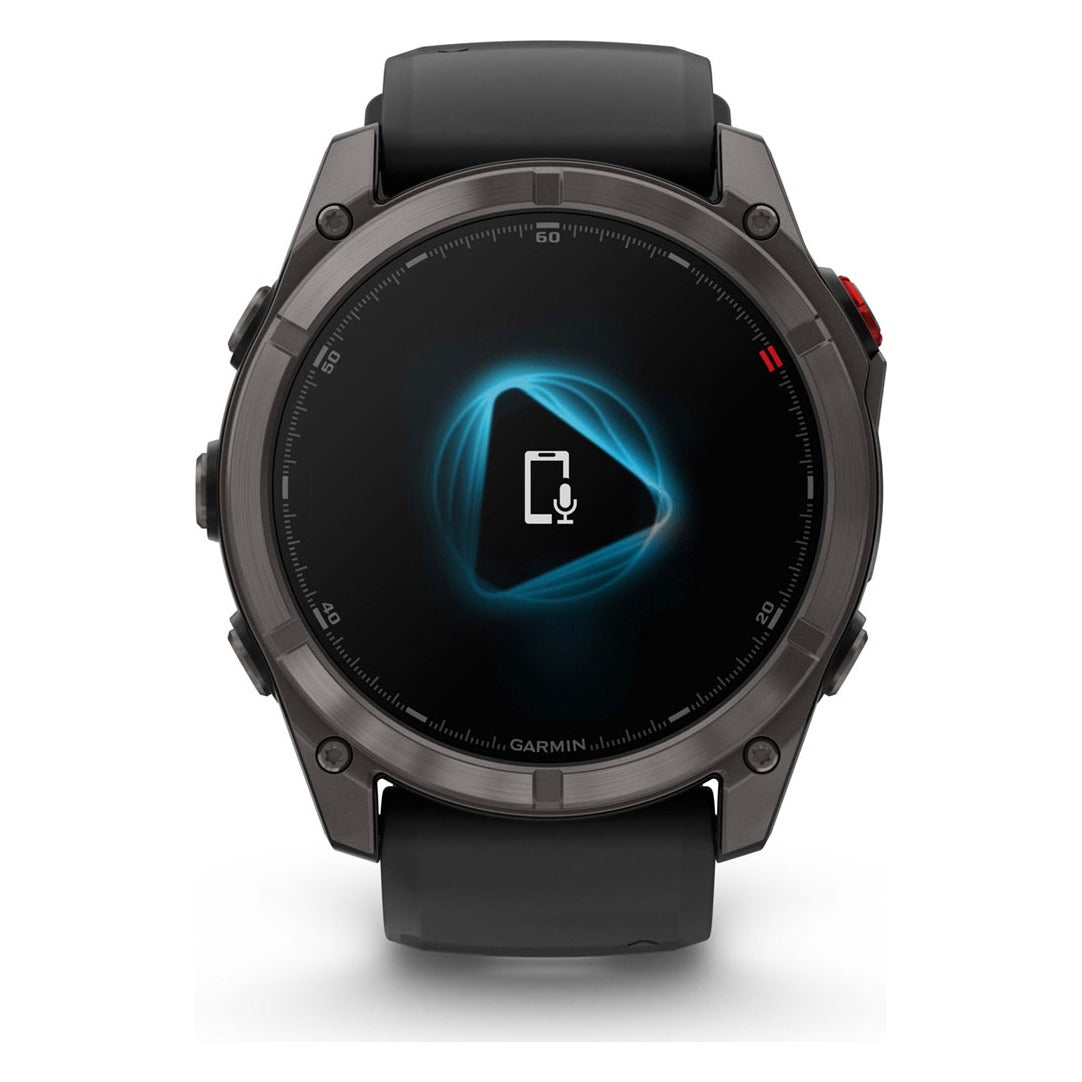 Garmin fenix 8 Pro 51mm AMOLED Sapphire Smartwatch - Carbon Grey DLC Titanium with Black/Pebble Grey Band