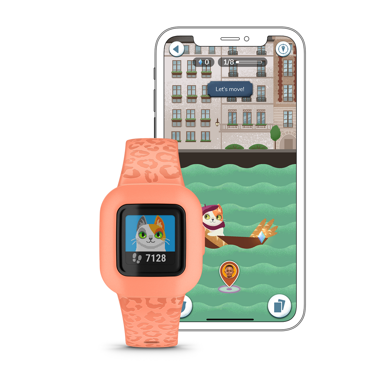 Garmin vívofit jr. 3 Fitness Watch Peach Leopard