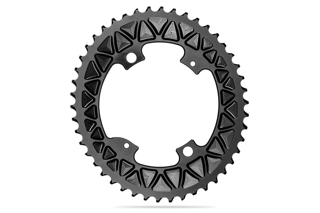 absoluteBLACK Oval PREMIUM Shimano R9100/9000/8000/6800 110BCD 4 Hole 2X Sub Compact Chainring Black