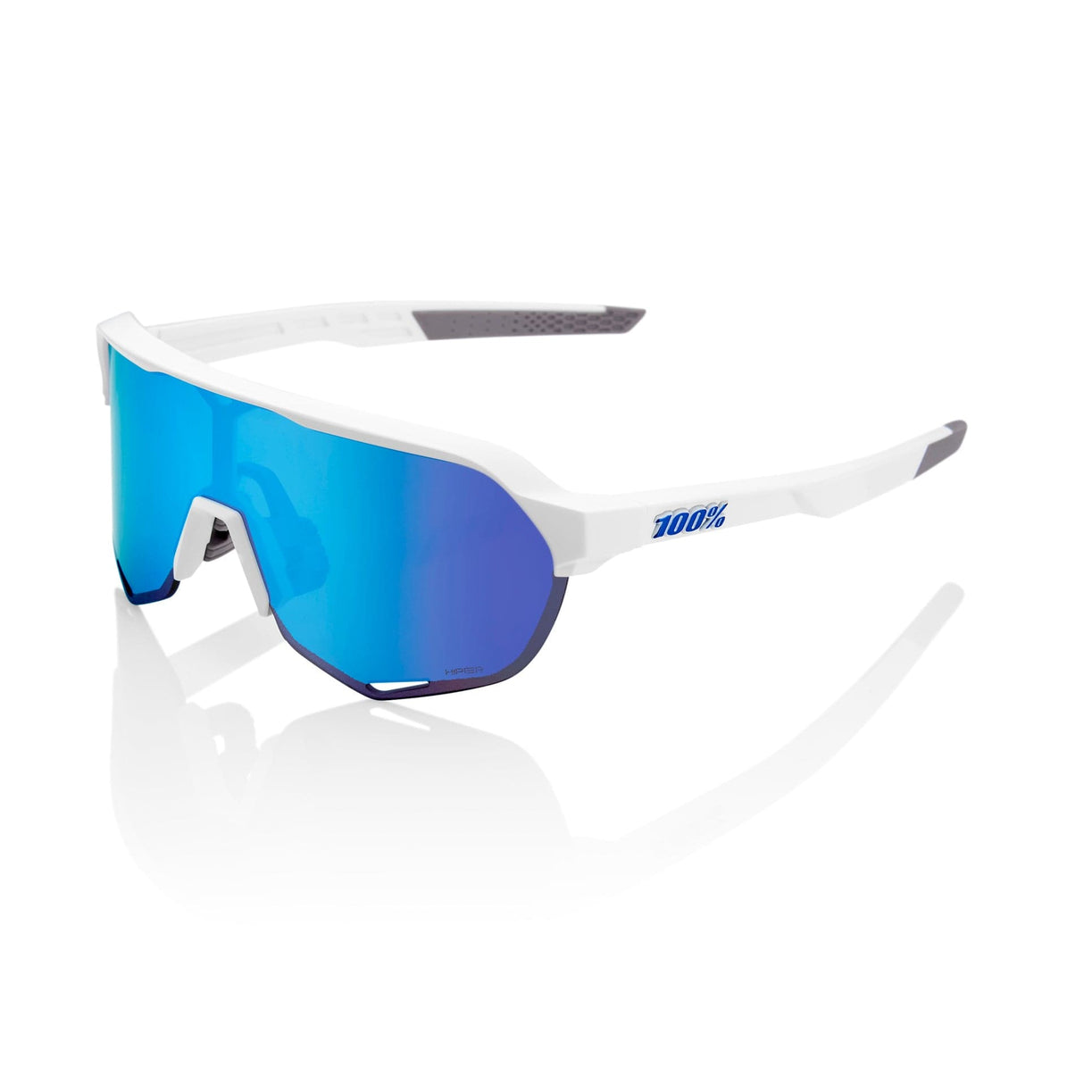 100 Percent Eyewear S2 - Matte White - HiPER Blue Mirror