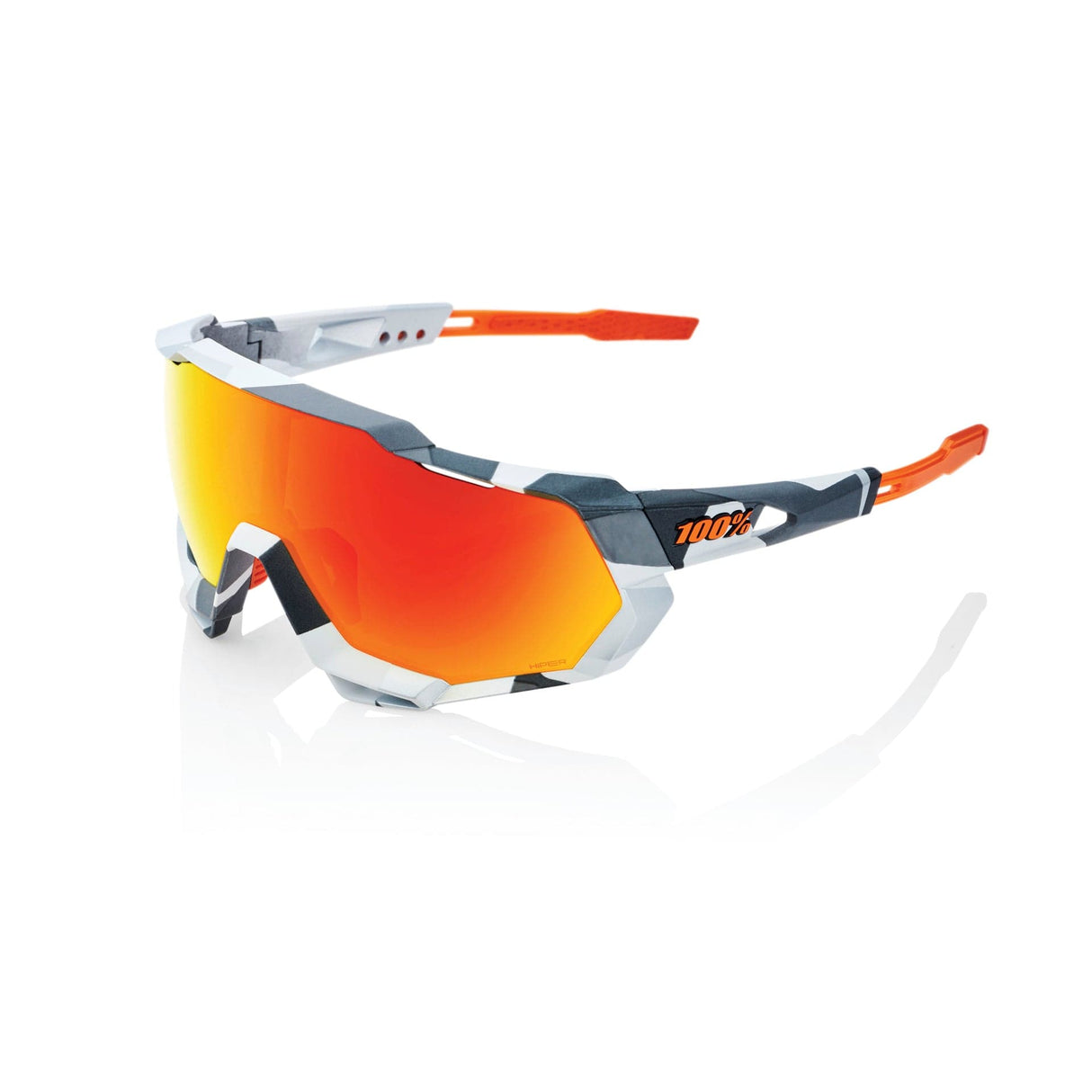 100 Percent Speedtrap Soft Grey Camo/HiPER Red Mirror Lens