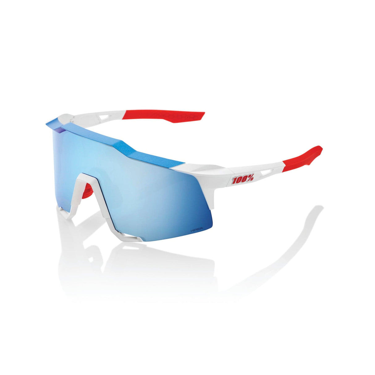 100 Percent Speedcraft Sunglasses TotalEnergies Team White/HiPER Blue Mirror Lens