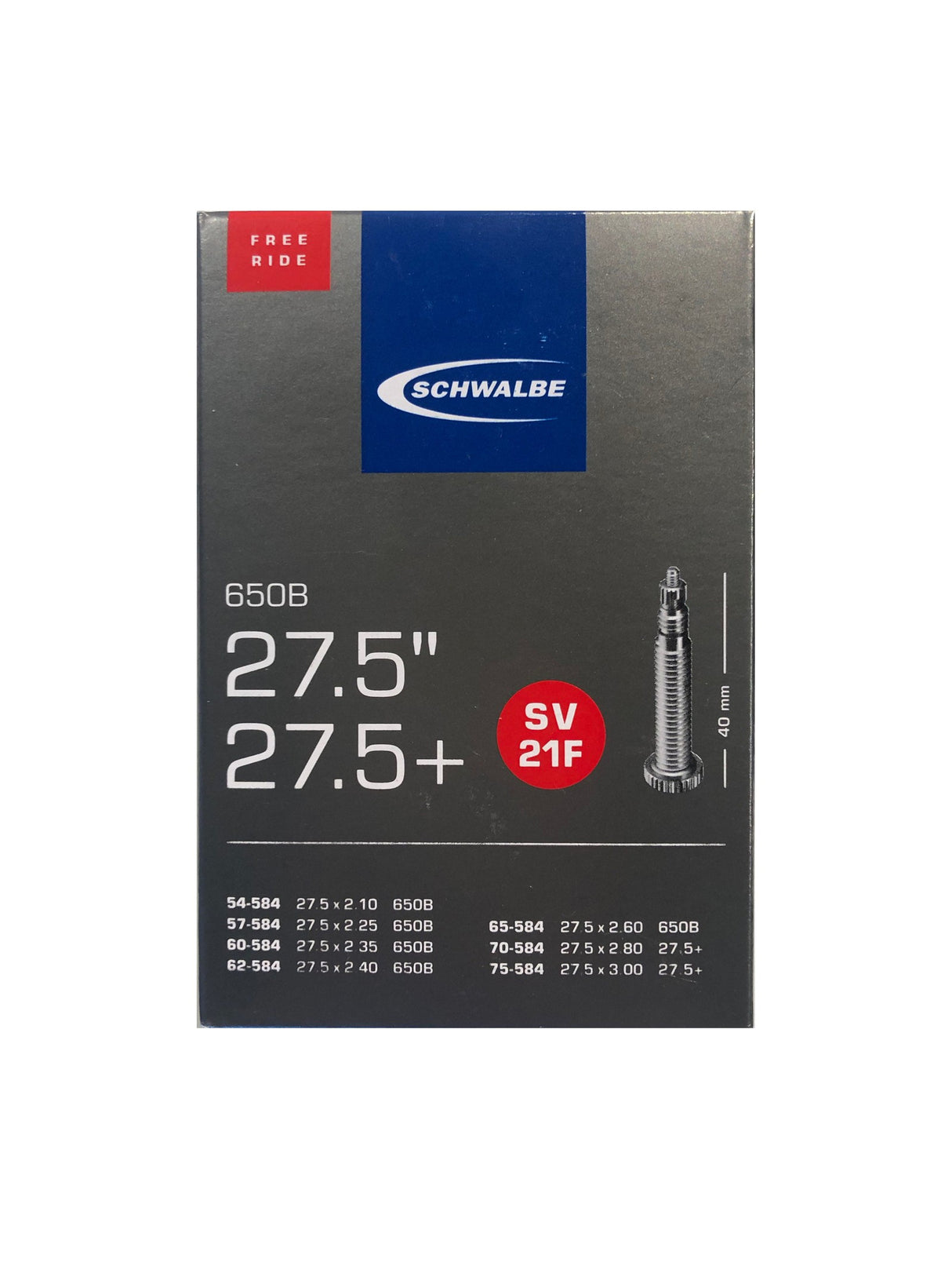 Schwalbe Tube SV21F 27.5 x 2.10/3.00 Presta Freeride