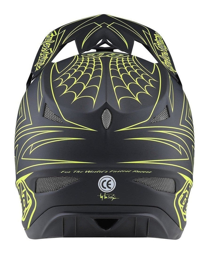 TLD D3 AS Fiberlite Helmet Spiderstripe Gray Yellow Back