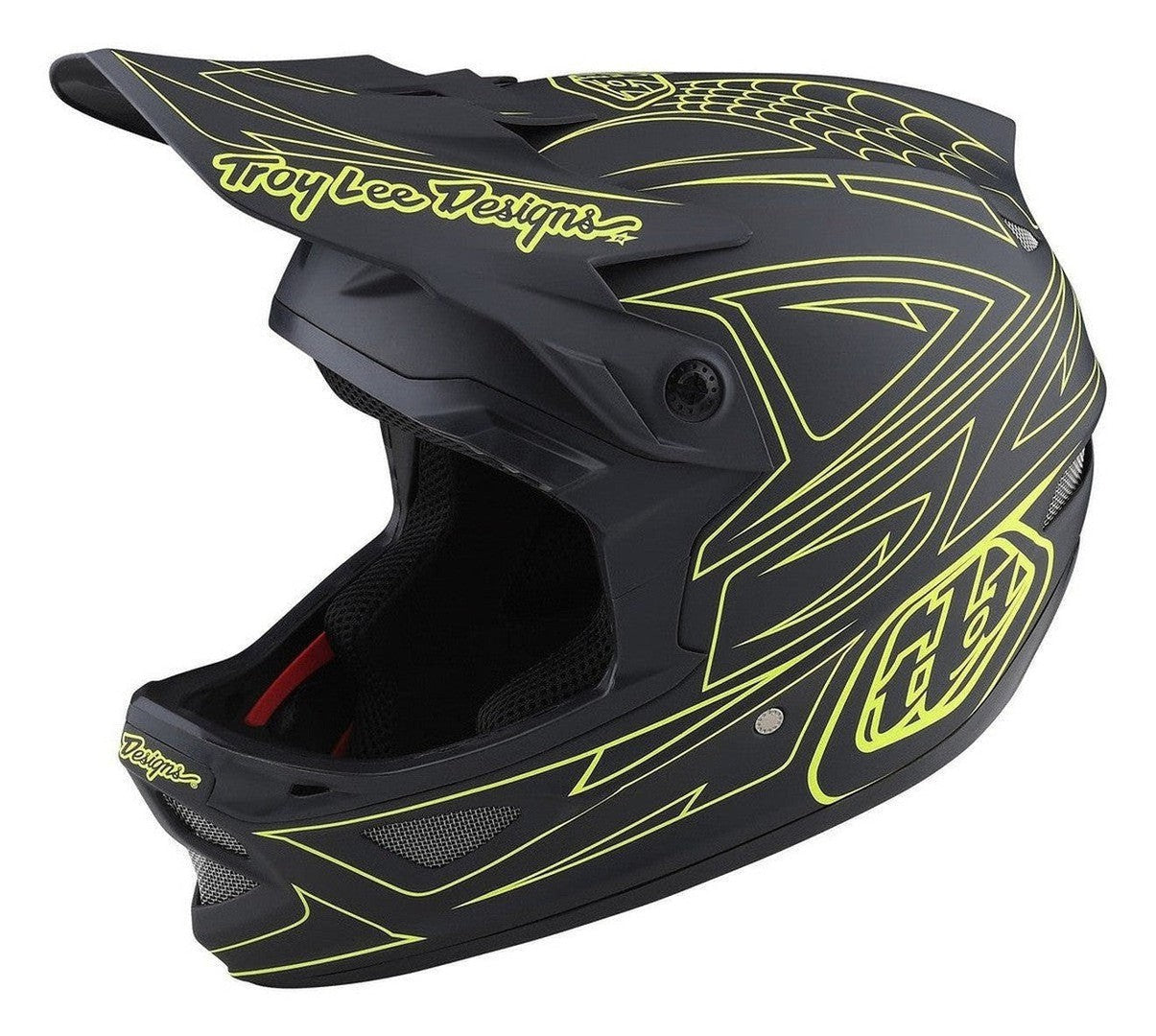 TLD D3 AS Fiberlite Helmet Spiderstripe Gray Yellow Front Angle Left