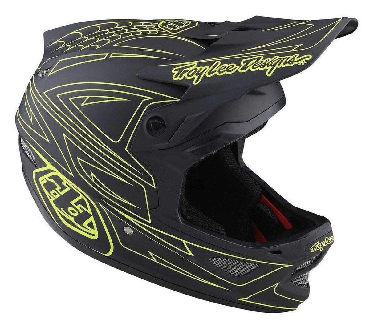 TLD D3 AS Fiberlite Helmet Spiderstripe Gray Yellow Front Angle Right