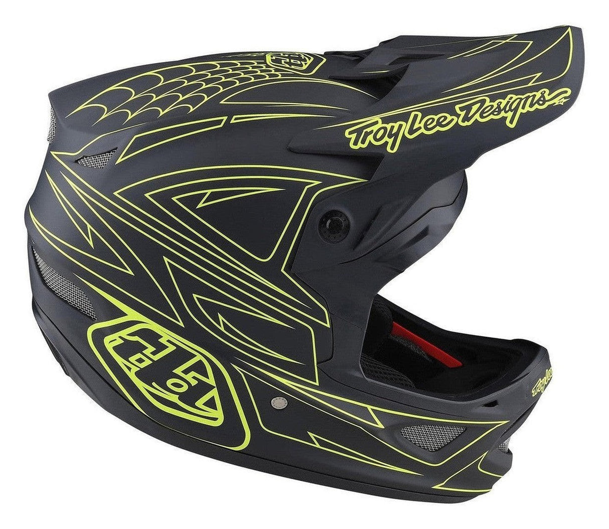 TLD D3 AS Fiberlite Helmet Spiderstripe Gray Yellow Side Right