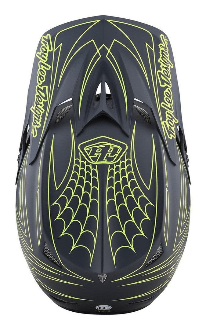 TLD D3 AS Fiberlite Helmet Spiderstripe Gray Yellow Top
