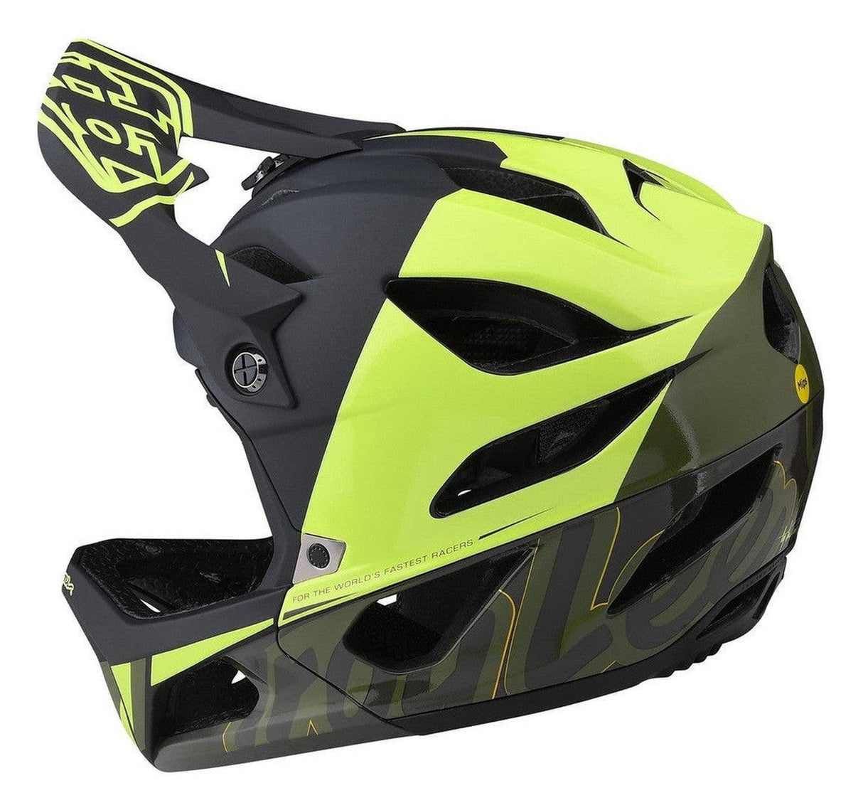 TLD Stage MIPS Helmet Nova Glow Yellow Back Angle Left