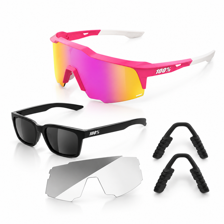 100 Percent sport sunglasses, casual sunglasses, replacement lenses and nose bridge accessories