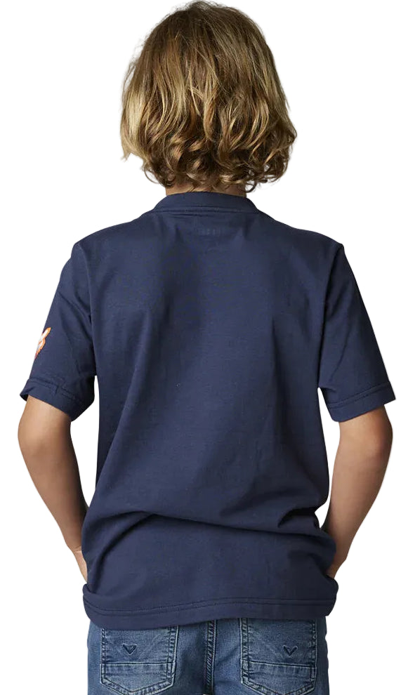 Fox YOUTH FGMNT Short Sleeve TEE DpCobalt BACK FACING MODEL