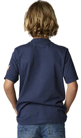 Fox YOUTH FGMNT Short Sleeve TEE DpCobalt BACK FACING MODEL