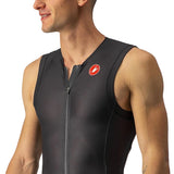 CASTELLI FREE SANREMO SUIT SLEEVELESS BLACK SIDE FRONT FACING MODEL