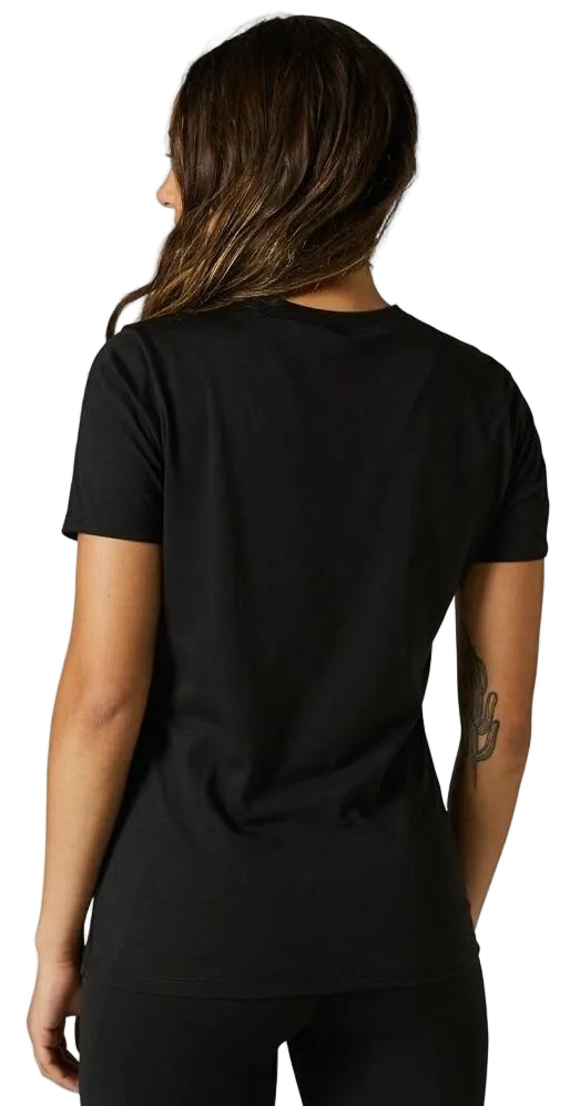 Fox Women PINNACLE Short Sleeve TECH TEE Black BACK FACING MODEL