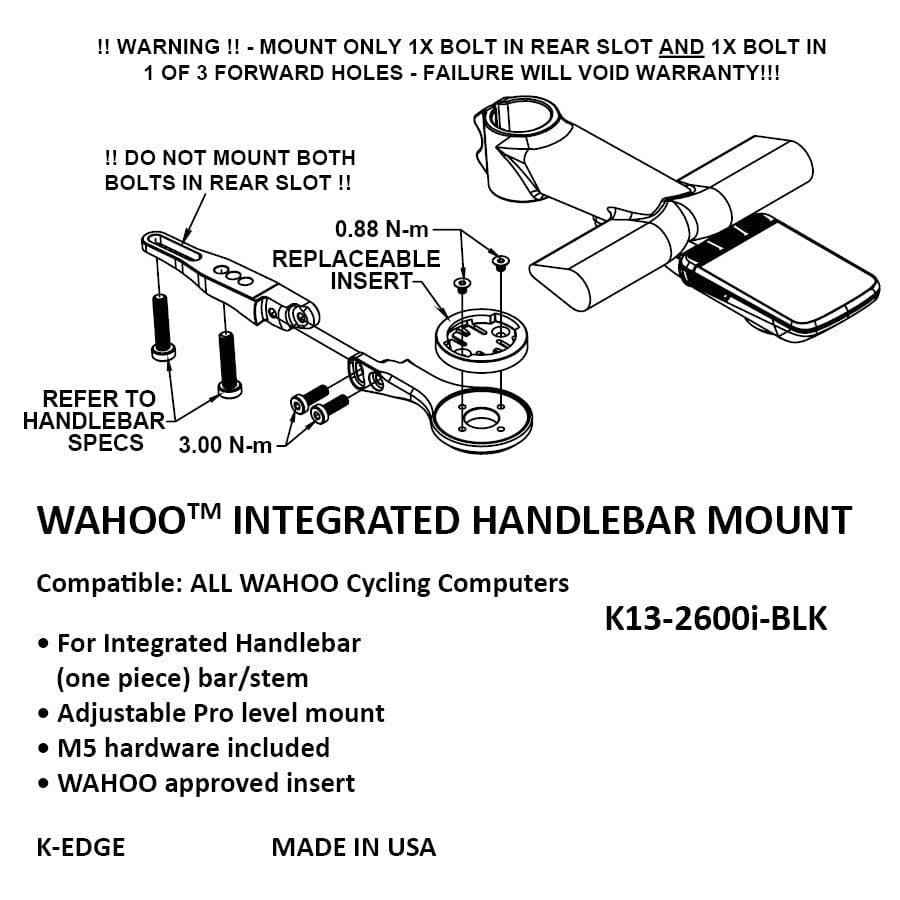 K-Edge Integrated Handlebar System Mount For Wahoo