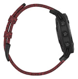 Garmin Fenix 6 Sapphire Black DLC Red Nylon Band Watch
