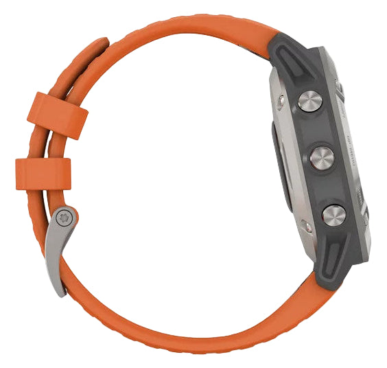 Garmin Fenix 6 Titanium GPS/GLONASS Wrist HRM MP3 Watch with Orange Band