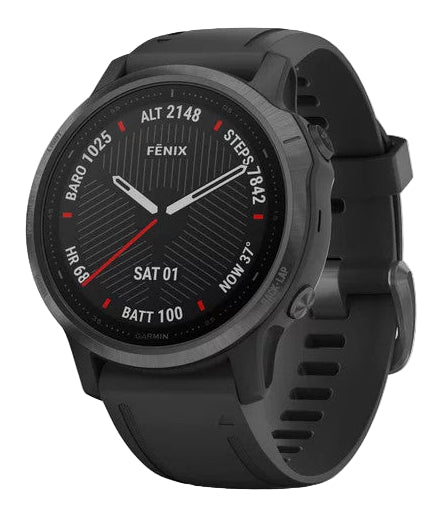 Garmin Fenix 6S Sapphire Carbon Gray DLC Smartwatch with Black Band