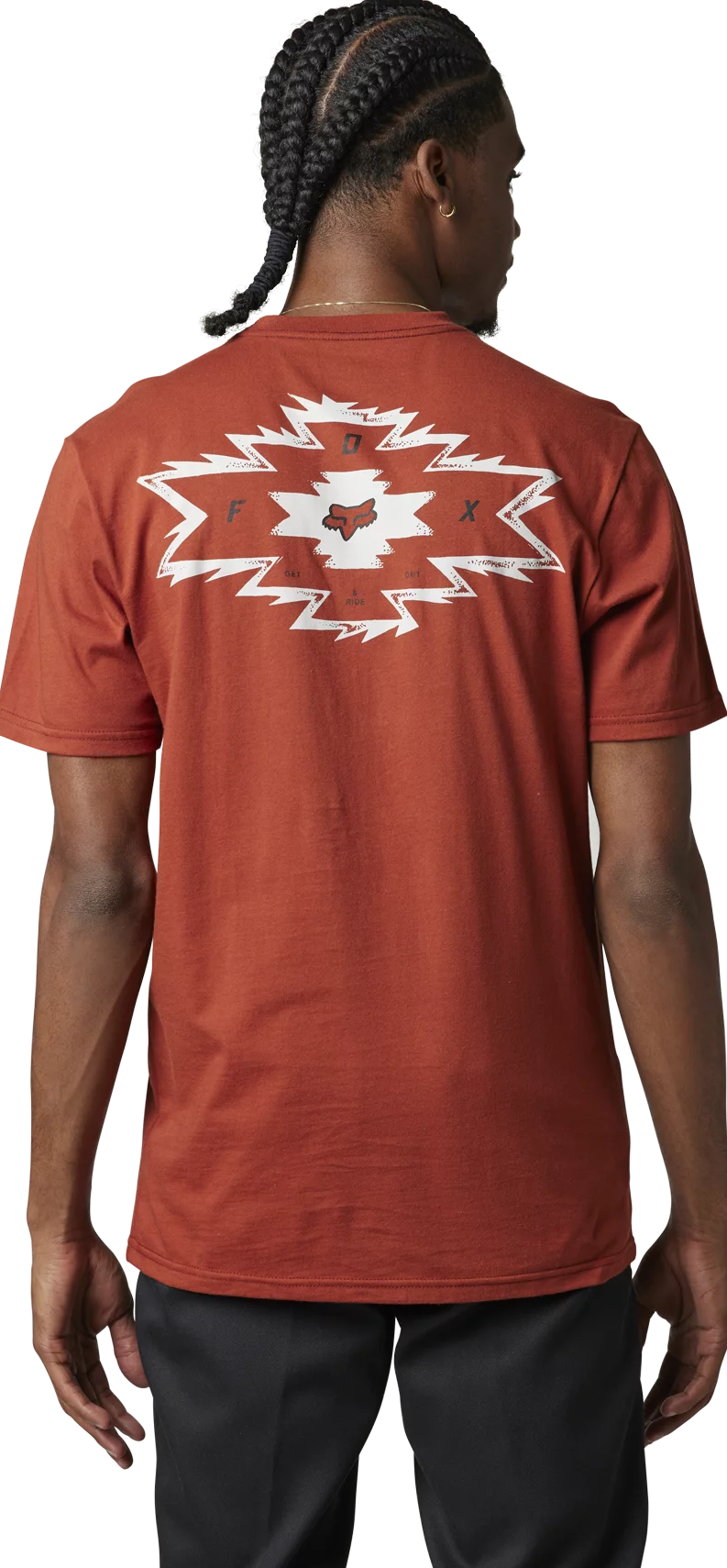 Fox FULL FLUX Short Sleeve PREMIUM TEE Copper BACK FACING MODEL