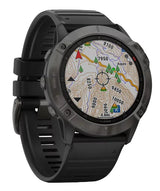 Garmin Fenix 6X Multi-GPS Wrist HRM Sapphire Carbon Grey DLC Black Band