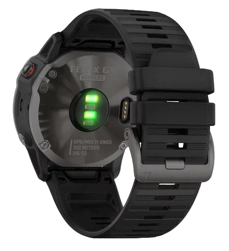 Garmin Fenix 6X Multi-GPS Wrist HRM Sapphire Carbon Grey DLC Black Band
