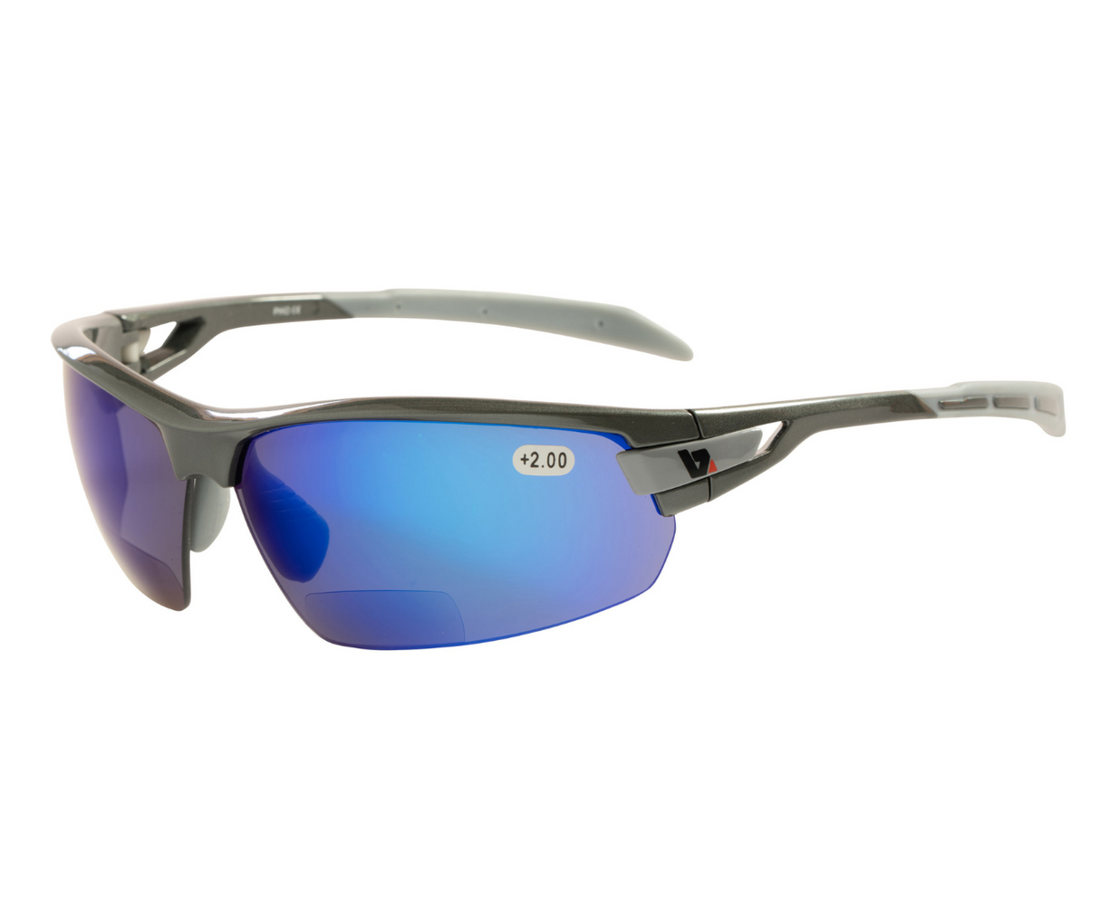 BZ Optics PHO Bifocal Blue Mirror Glasses Graphite