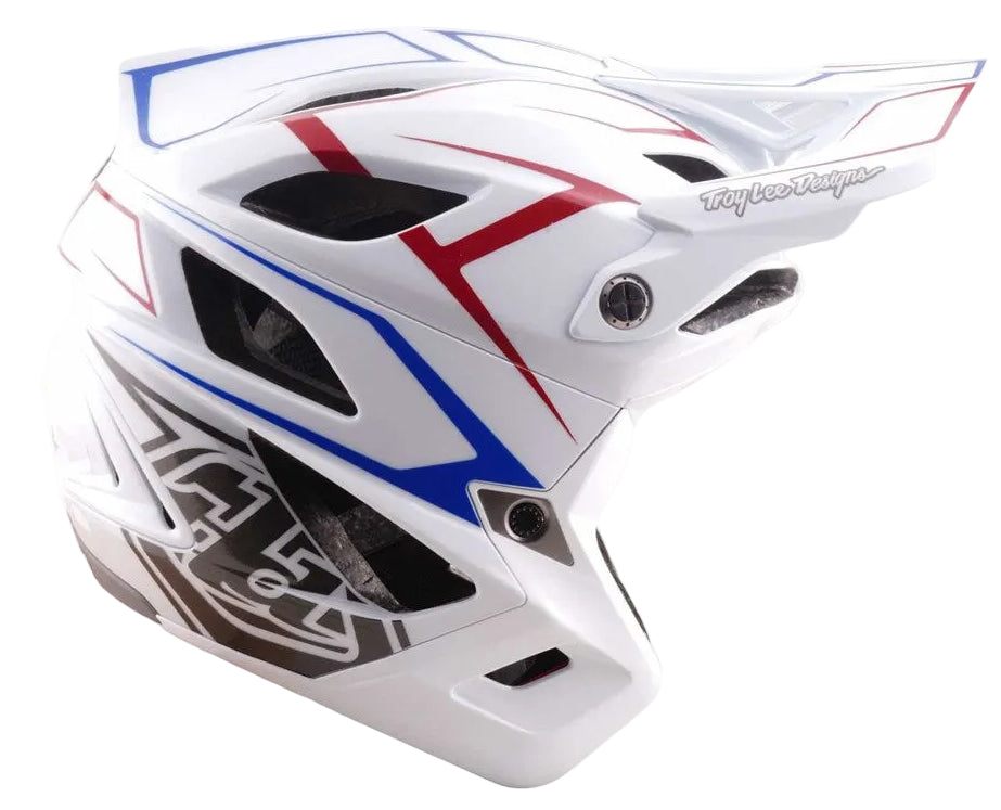 Troy Lee Desgins 26.1 Stage Stunt MIPS Helmet Pinstripe White