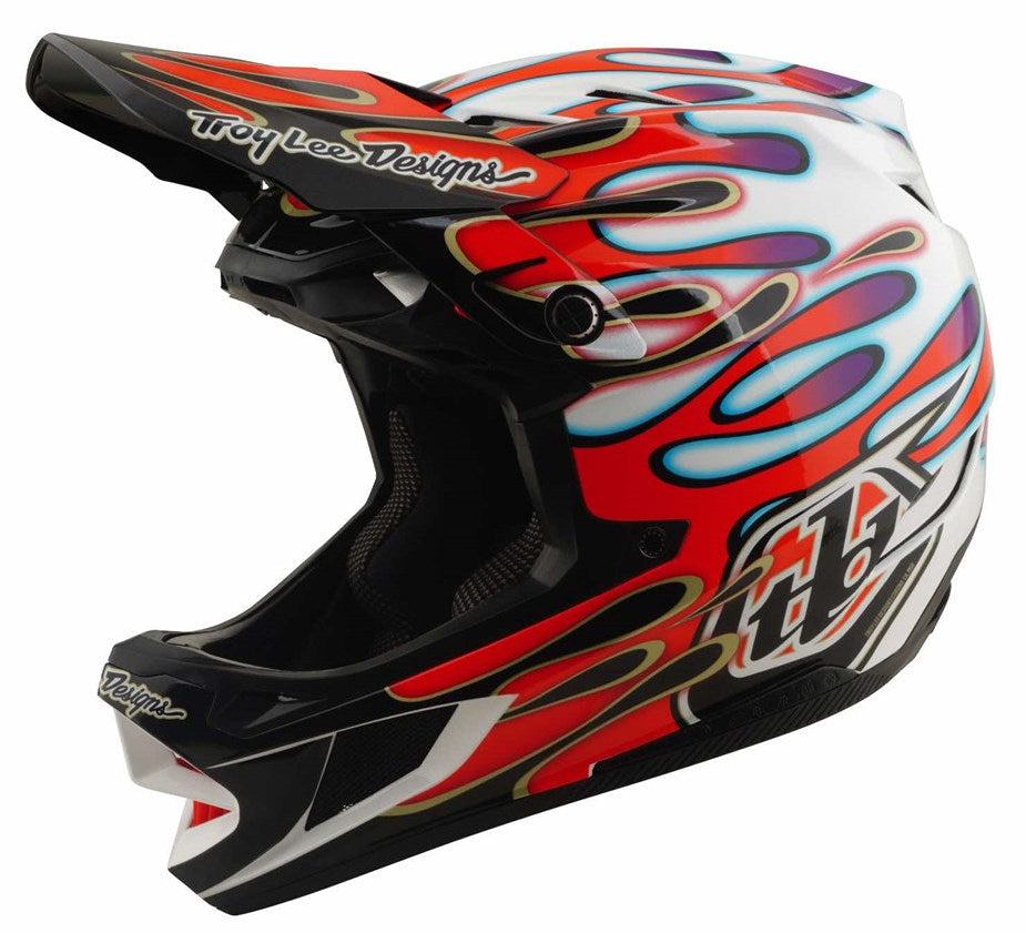 Troy Lee Designs D4 Composite MIPS Helmet Overspray White/Red