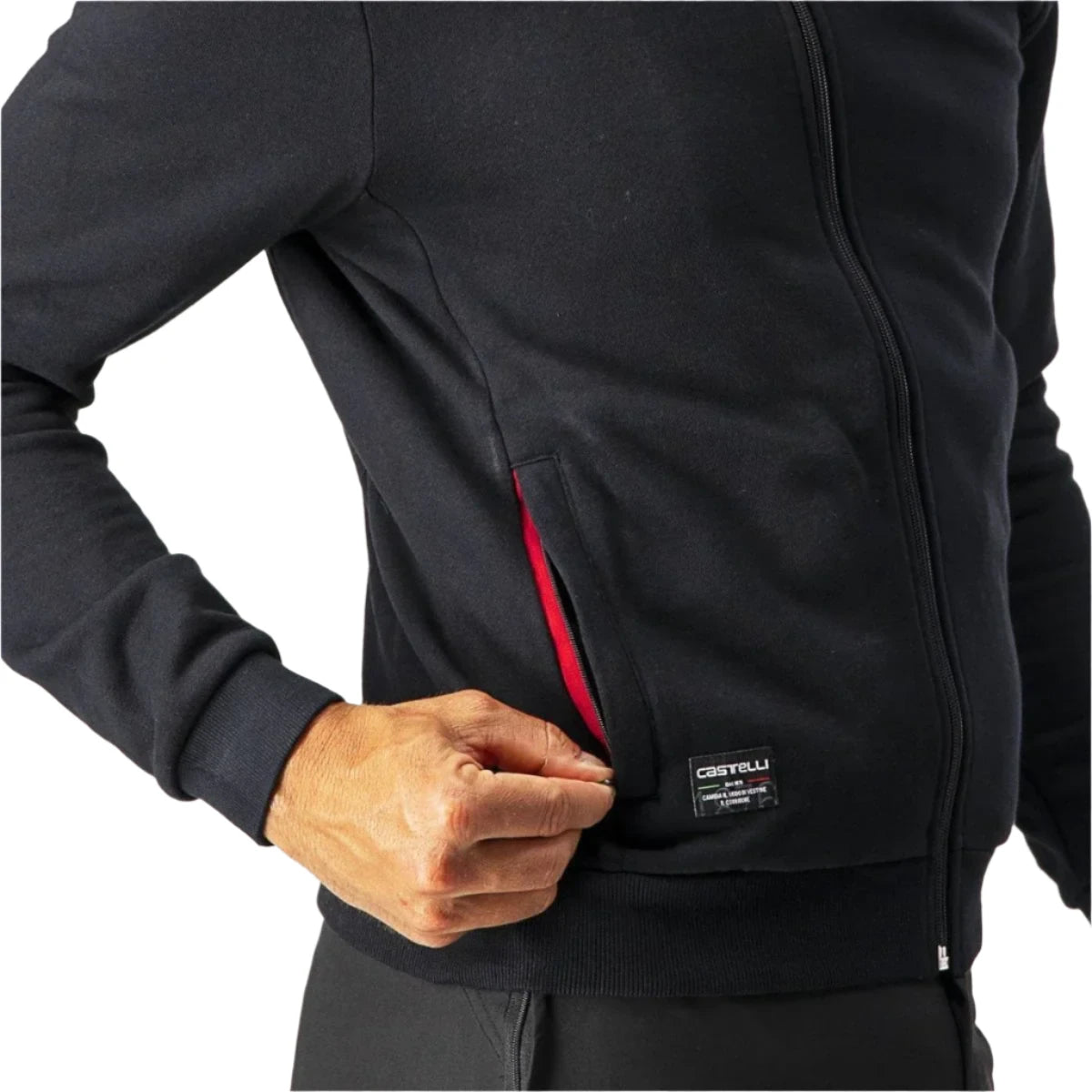 CASTELLI MILANO TRACK JACKET BLACK SIDE POCKET