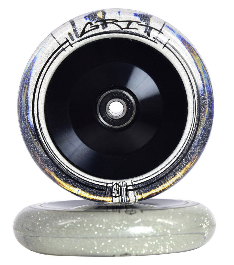Grit 110x24mm Clear PU Wheels, Alloy Black Core (Pair)