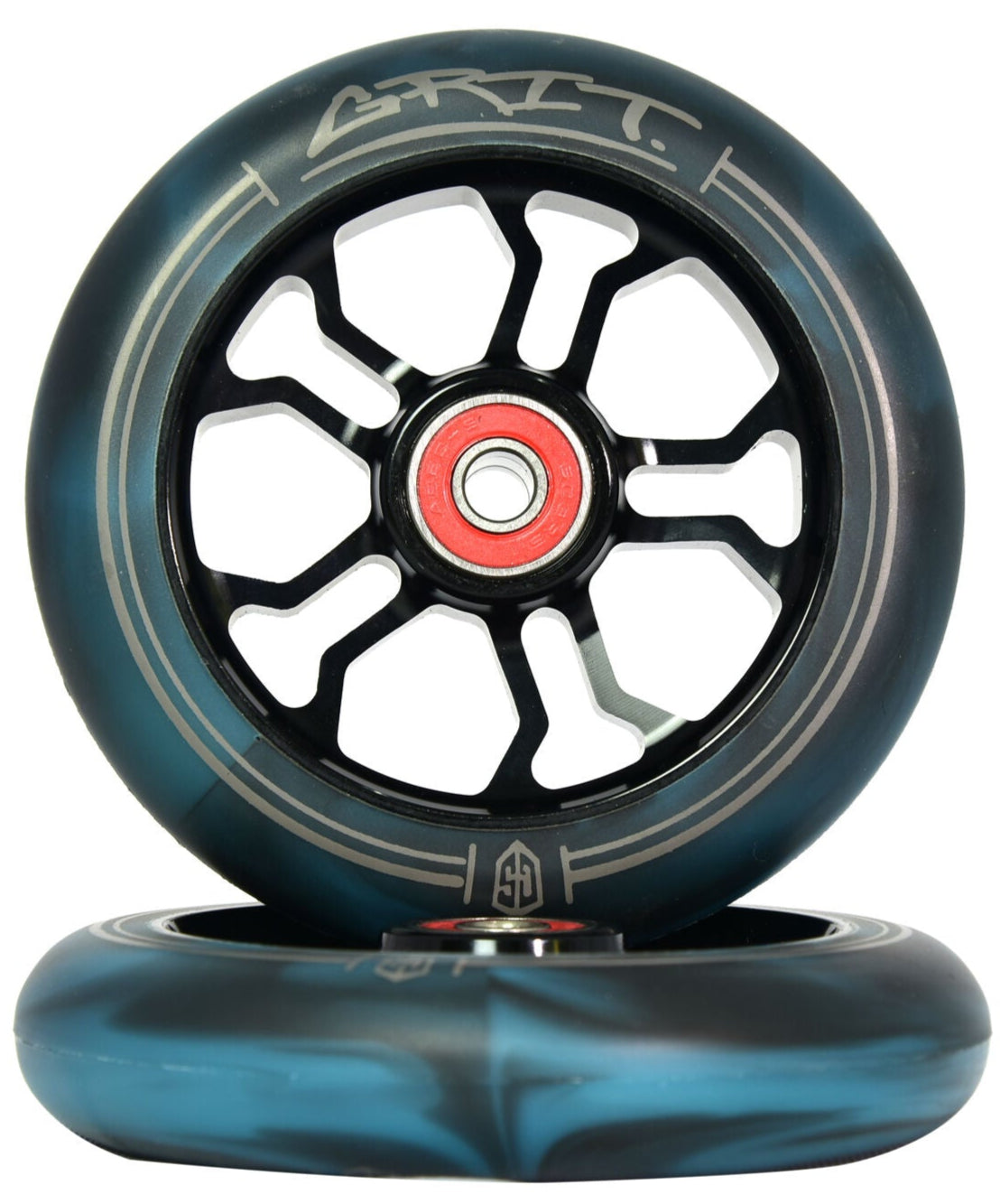 Grit 110mm Wheel Pair Black/Black Teal Swirl