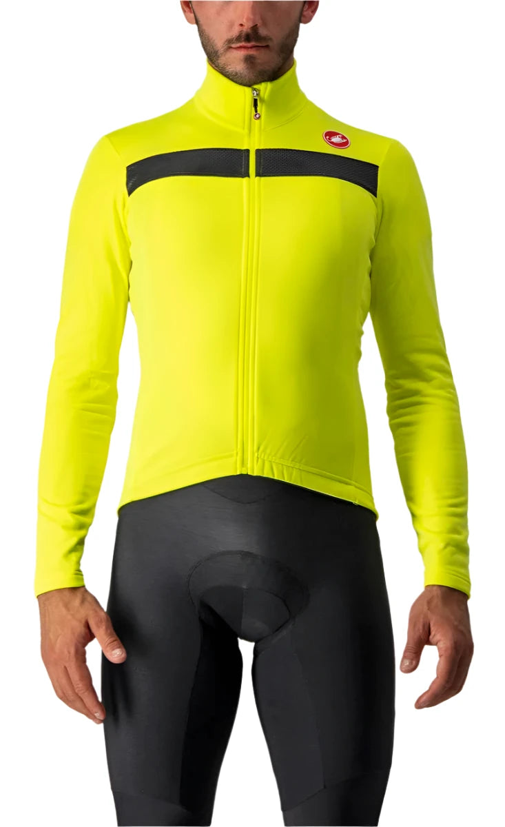 CASTELLI PURO JERSEY FULL ZIP YELLOW FLUO/BLACK REFLEX FRONT